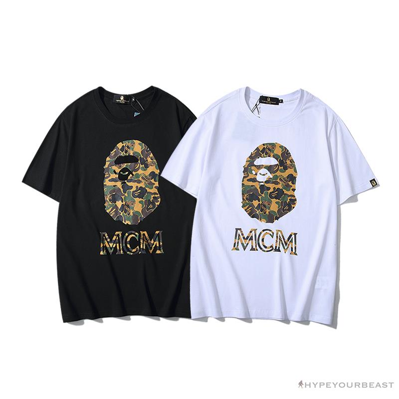 BAPE x MCM Camouflage Ape Head Tee Shirt 'WHITE'