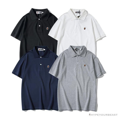 BAPE Solid Color Versatile Embroidered Ape Head Small Badge Polo Shirt 'BLUE'