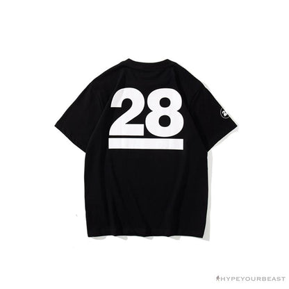 BAPE Ape Man Head 28th Anniversary Camouflage Color Block Tee Shirt 'BLACK'