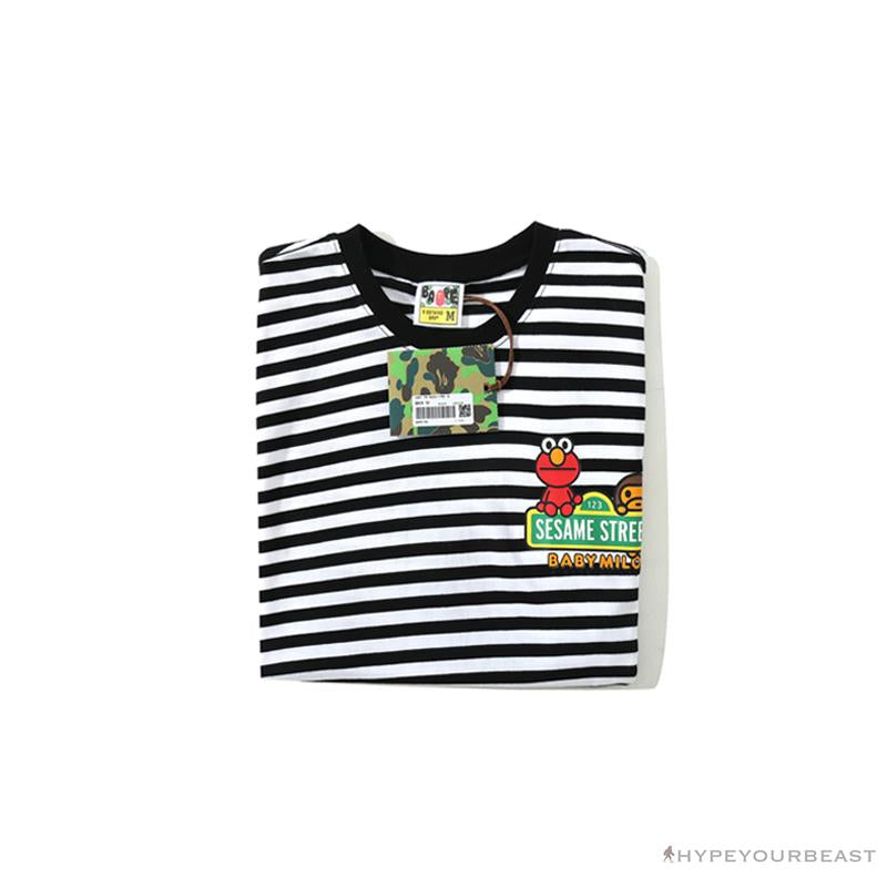 BAPE Baby Milo Sesame Street Striped Tee Shirt 'BLACK'