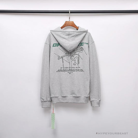 OFF-WHITE Hand-Painted Utility Pole Worker Hoodie 'GREY'