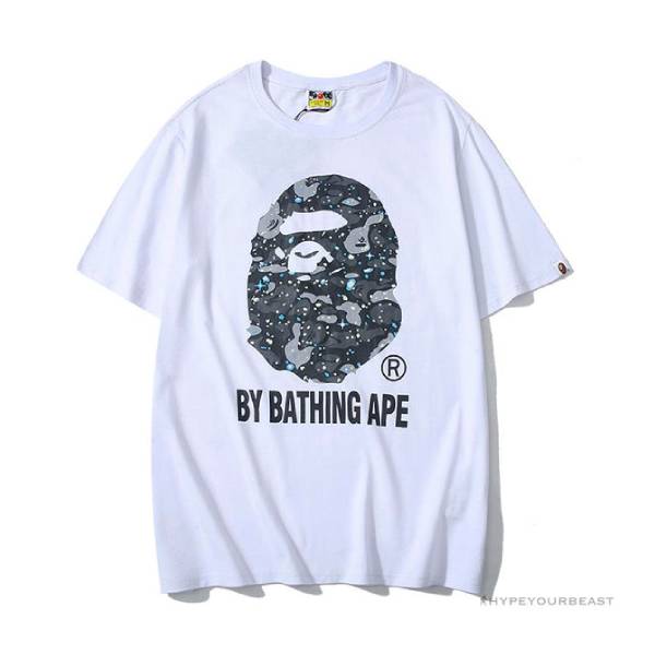 BAPE Starry Sky Camouflage Luminous Great Ape Man Head Tee Shirt 'WHITE'