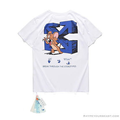 OFF-WHITE Classic Animated Tom and Jerry Arrow Tee Shirt 'WHITE'