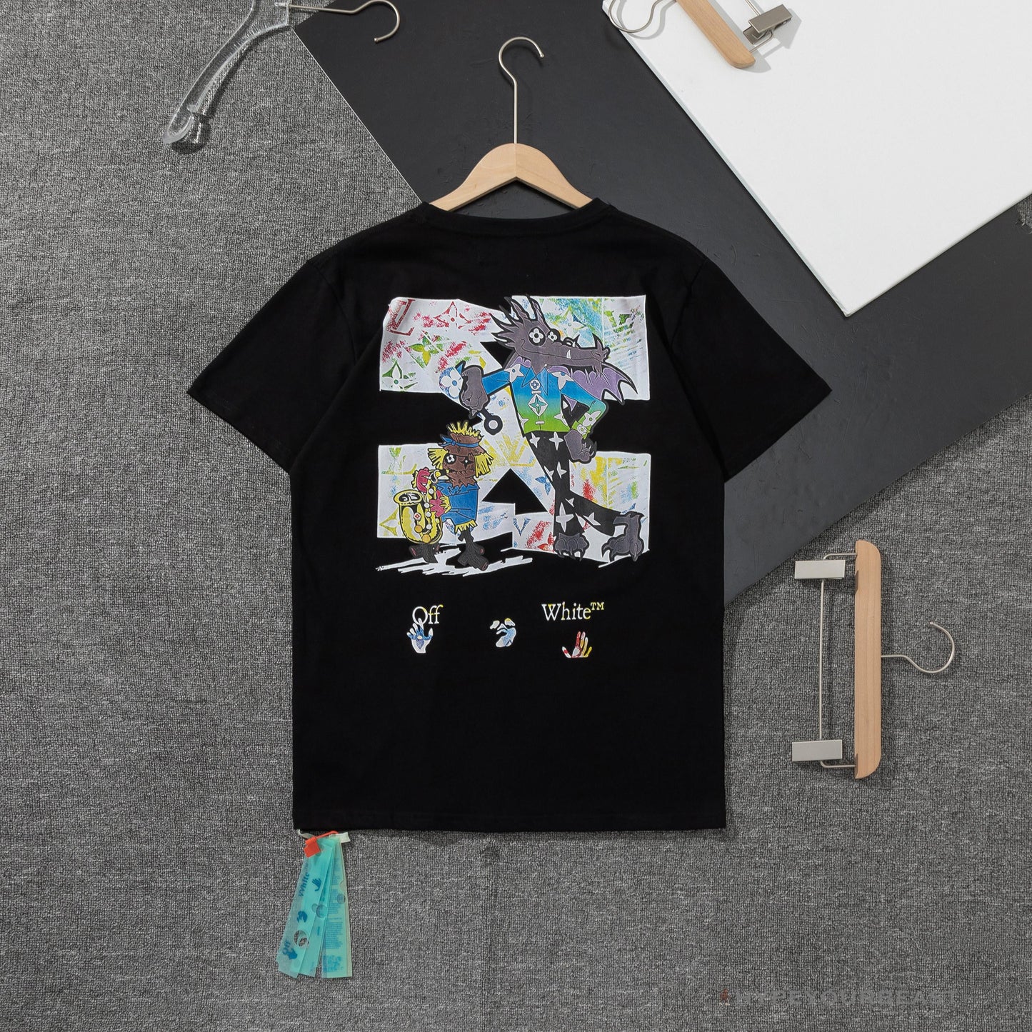 OFF-WHITE LV Pattern Cartoon Series Tee Shirt 'BLACK'
