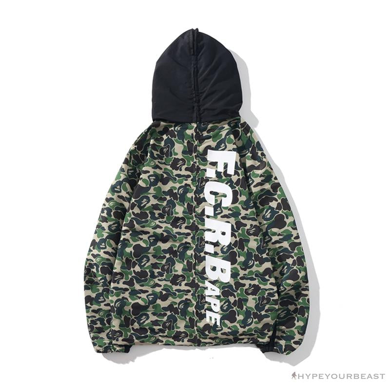 BAPE x FCRB Joint Double Zip Camouflage Hoodie 'GREEN'