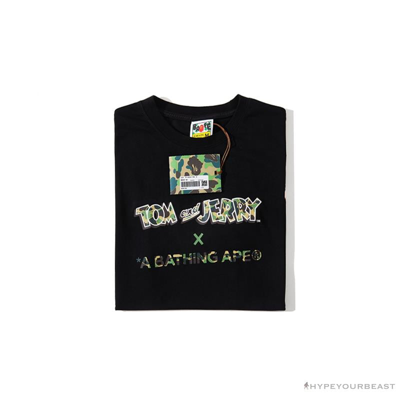 BAPE Little Ape Head Tom and Jerry Chase Tee Shirt 'BLACK'