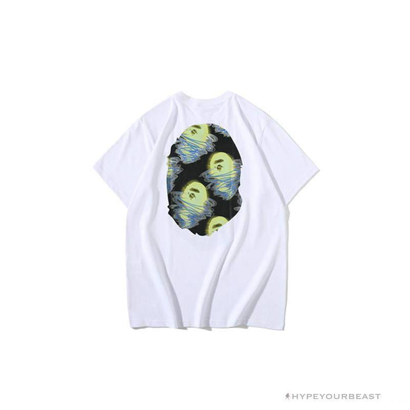 BAPE Green Ape Head Blue Storm Tee Shirt 'WHITE'