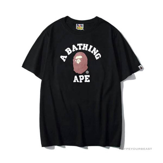 BAPE Classic Basic Ape Man Head English LOGO Tee Shirt 'BLACK'