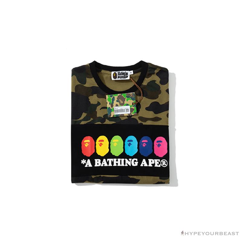 BAPE KIDS Color Ape Head Camouflage Tee Shirt 'GREEN'