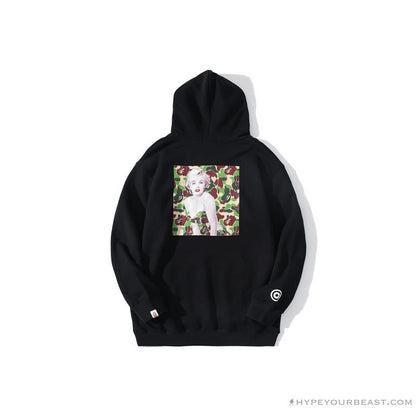 BAPE Marilyn Monroe Camouflage Background Hoodie 'BLACK'