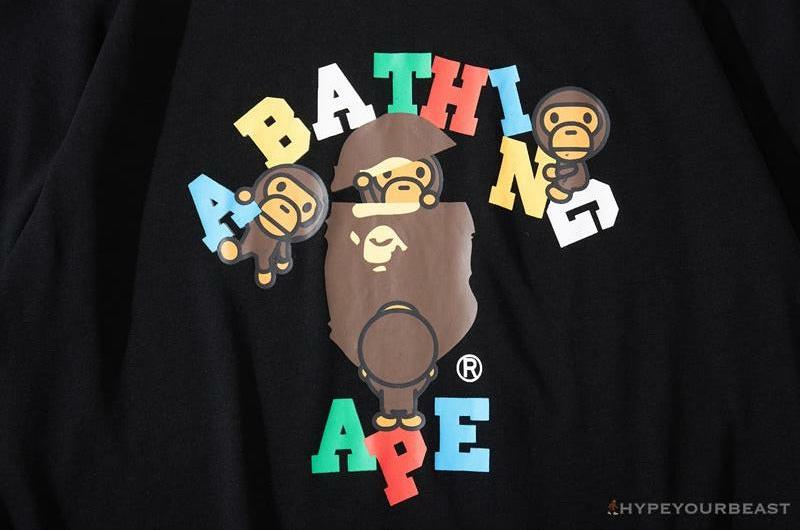 BAPE Baby Milo Color Letter Monkey Tee Shirt 'BLACK'