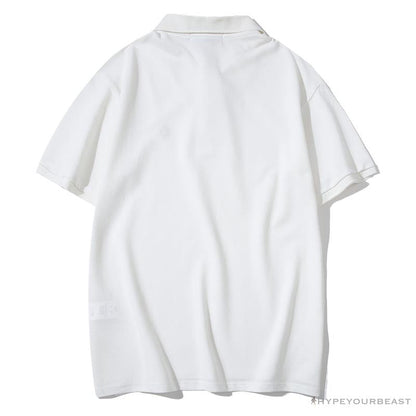 BAPE Solid Color Versatile Embroidered Ape Head Small Badge Polo Shirt 'WHITE'