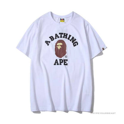 BAPE Classic Basic Ape Man Head English LOGO Tee Shirt 'WHITE'