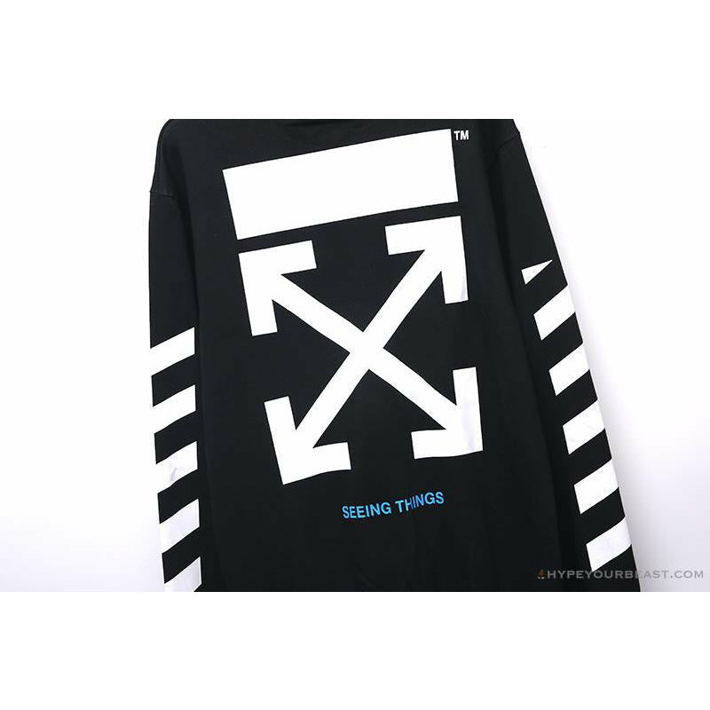 OFF-WHITE Classic Basic Cotton Terry Round Long Sleeve Shirt 'BLACK'