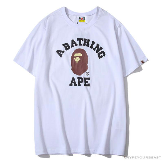 BAPE Classic Basic Ape Man Head English LOGO Tee Shirt 'WHITE'