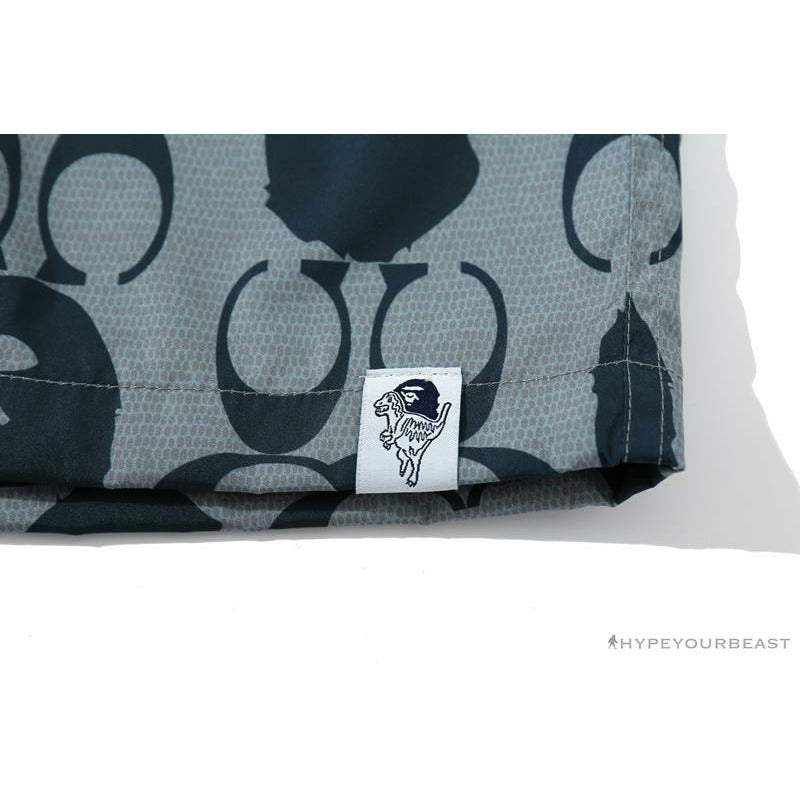 BAPE x COACH Co-Branded Grey-Blue Shorts