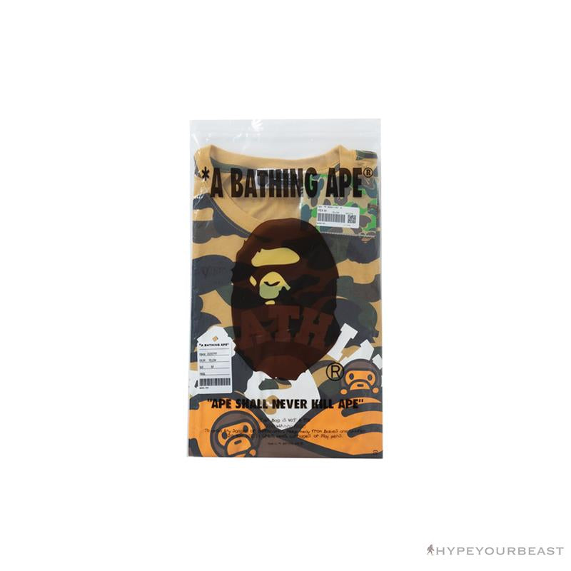 BAPE KIDS Elbow Hug Gorilla Camouflage Tee Shirt 'YELLOW'