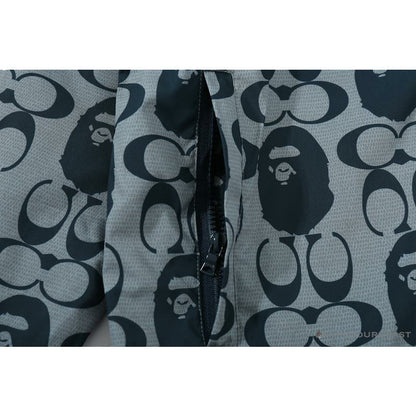 BAPE x COACH Co-Branded Grey-Blue Hoodie