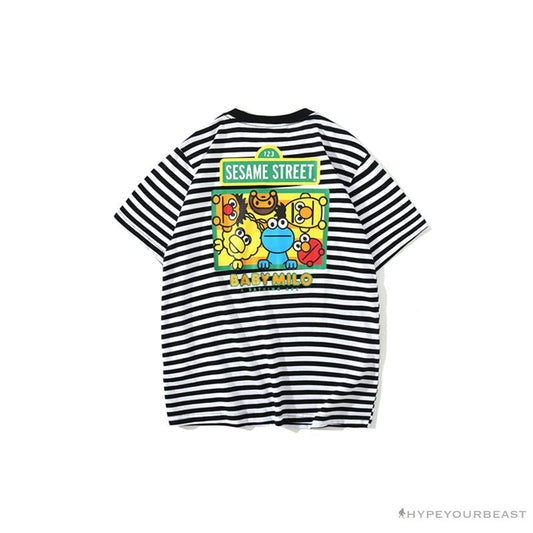 BAPE Baby Milo Sesame Street Striped Tee Shirt 'BLACK'