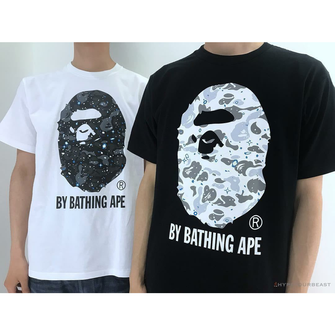 BAPE Starry Sky Camouflage Luminous Great Ape Man Head Tee Shirt 'BLACK'