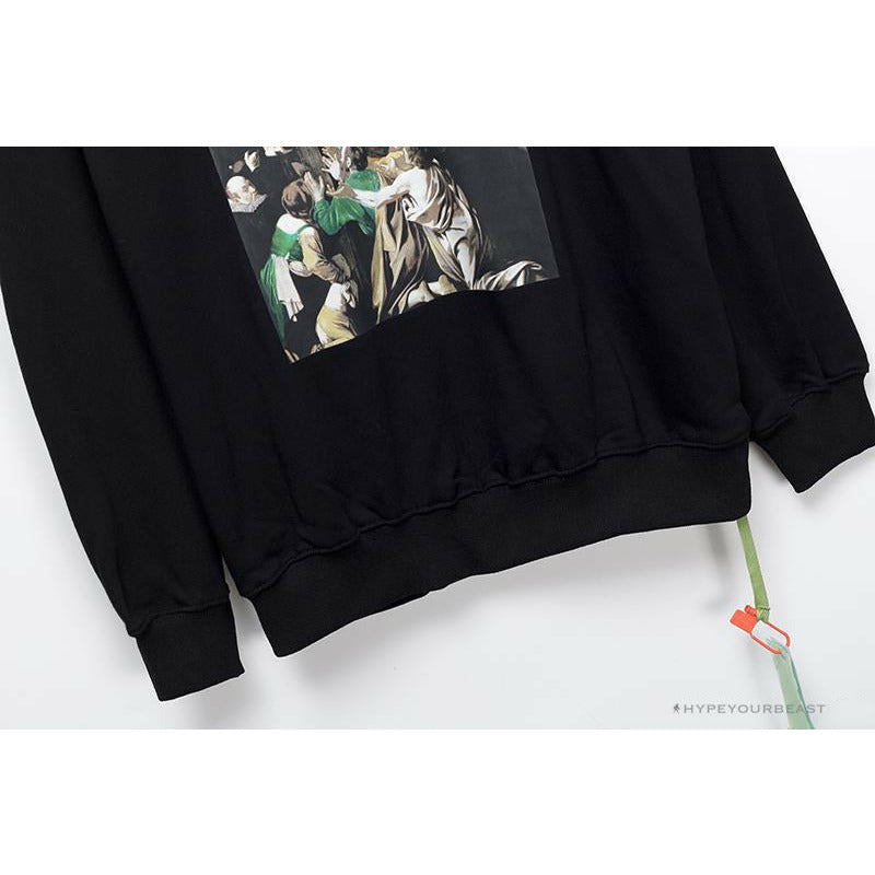 OFF-WHITE New Madonna Painting Cotton Terry Long Sleeve Shirt 'BLACK'