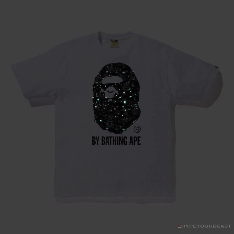 BAPE Starry Sky Camouflage Luminous Great Ape Man Head Tee Shirt 'WHITE'