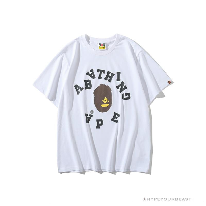 BAPE Messy Letters Upside Down Little Ape Head Tee Shirt 'WHITE'
