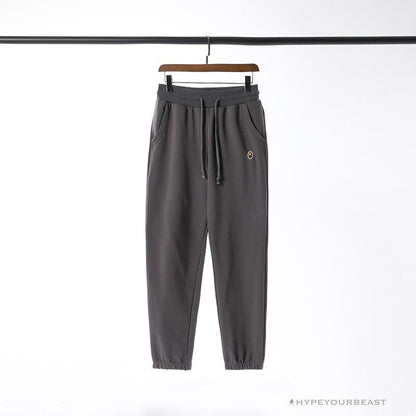 BAPE Classic Ape Head Embroidered Standard Cotton Terry Pants 'DARK GREY'