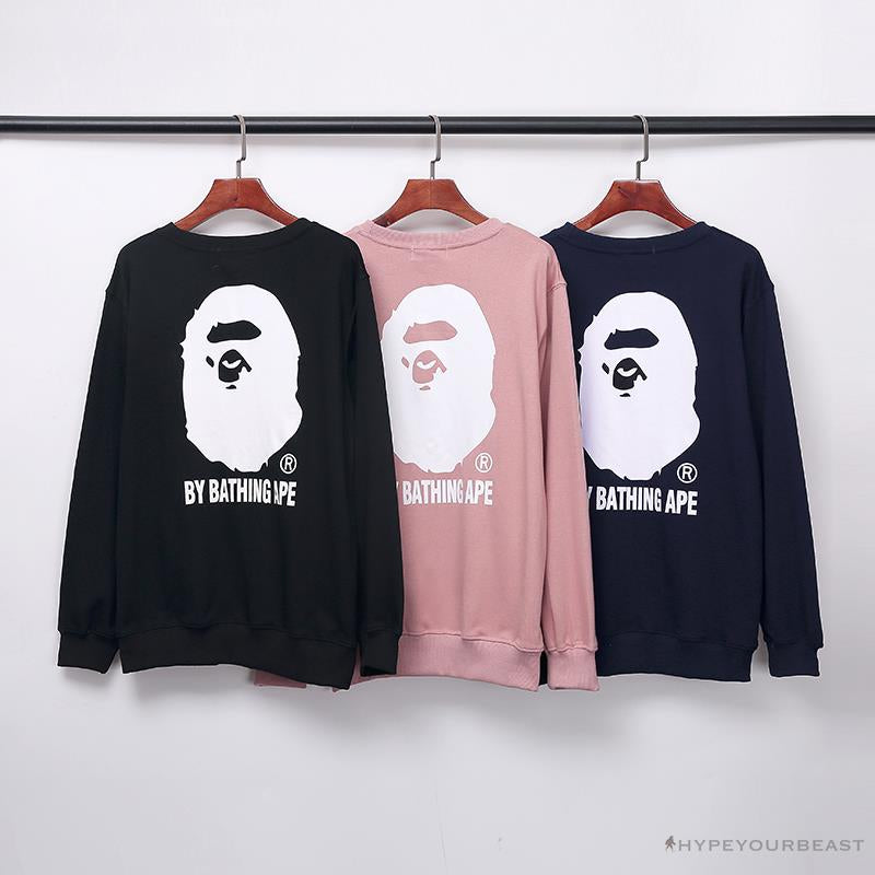 BAPE Behind The Great Ape-Man Head Long Sleeve Shirt 'DARK BLUE'
