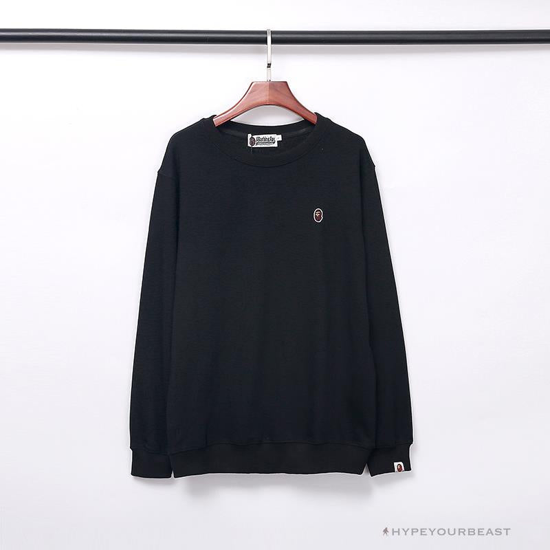 BAPE Classic Ape Head Embroidered Long Sleeve Shirt 'BLACK'