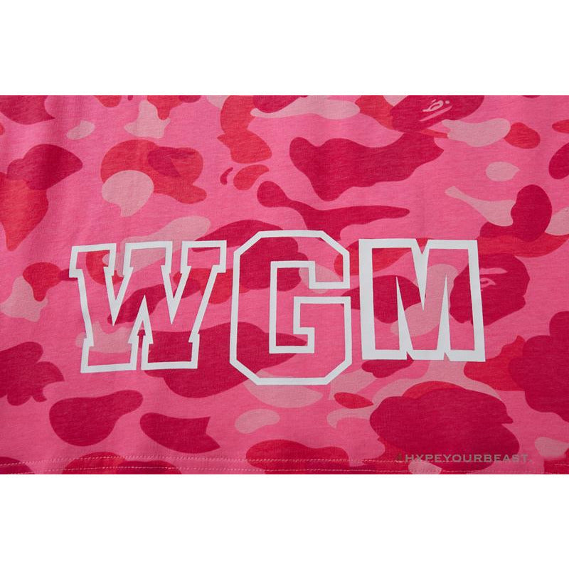 BAPE Pink Camouflage Shark Head Fake Zipper Tee Shirt