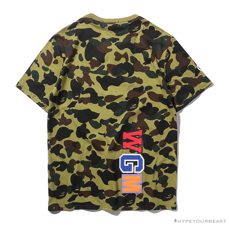 BAPE Camouflage Shark Head Classic Cotton Short Sleeve Tee Shirt 'GREEN'