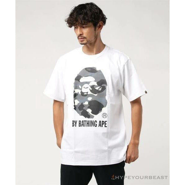 BAPE Luminous Spots Camouflage Great Ape Man Black Head Cotton Short Sleeve Tee Shirt 'WHITE'