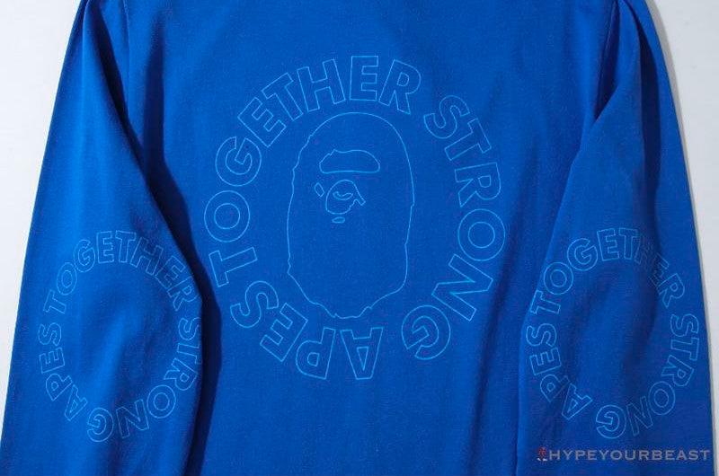 BAPE APES TOGETHER English Alphabet Ape Head Long Sleeve Shirt 'BLUE'