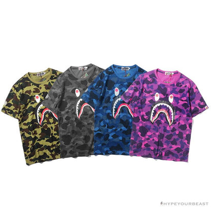 BAPE Camouflage Shark Head Classic Cotton Short Sleeve Tee Shirt 'PURPLE'