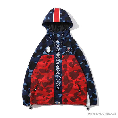 BAPE x PSG Paris Saint-Germain Camouflage Blue-Red Hoodie