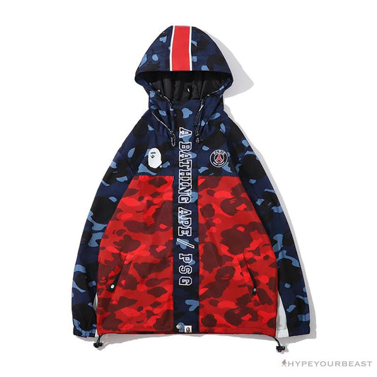BAPE x PSG Paris Saint-Germain Camouflage Blue-Red Hoodie