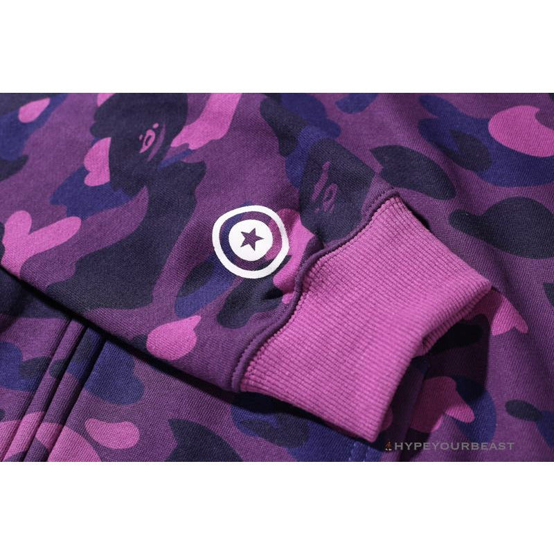 BAPE Shark Head Classic Embroidered Camouflage Zip-Up Hoodie 'PURPLE'