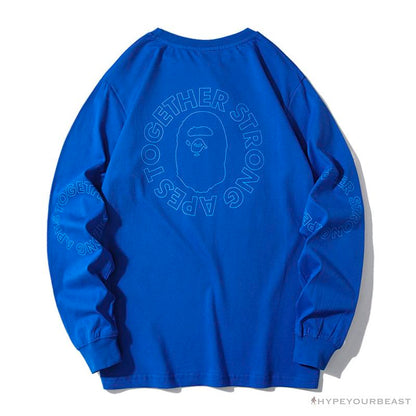 BAPE APES TOGETHER English Alphabet Ape Head Long Sleeve Shirt 'BLUE'