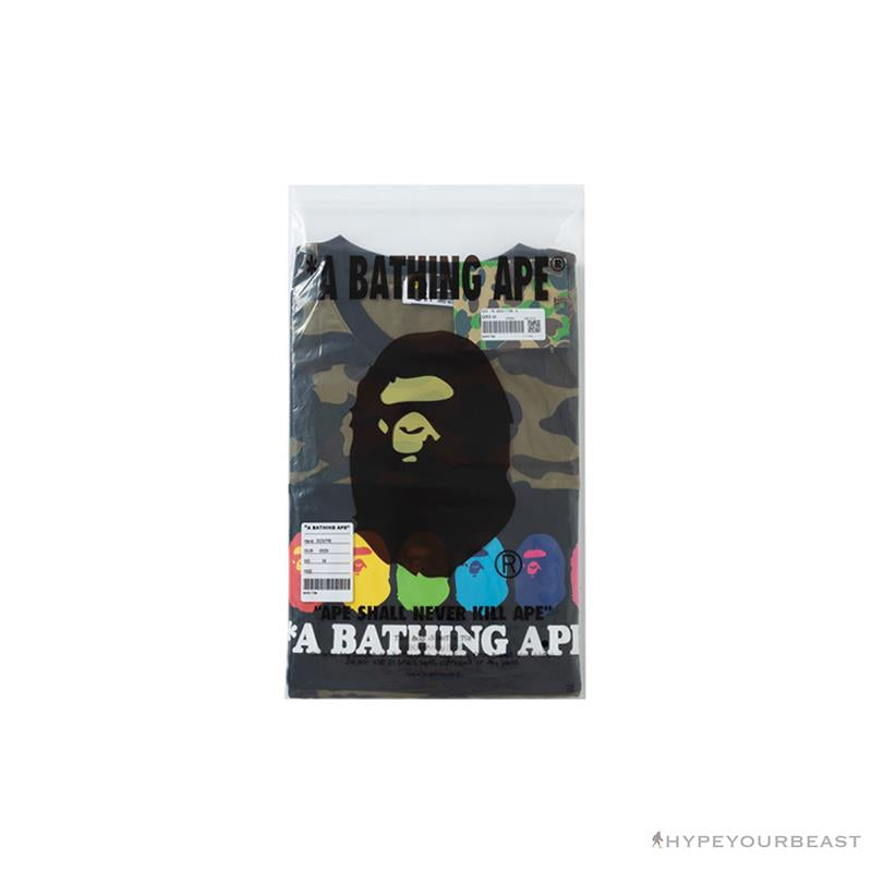 BAPE KIDS Color Ape Head Camouflage Tee Shirt 'GREEN'