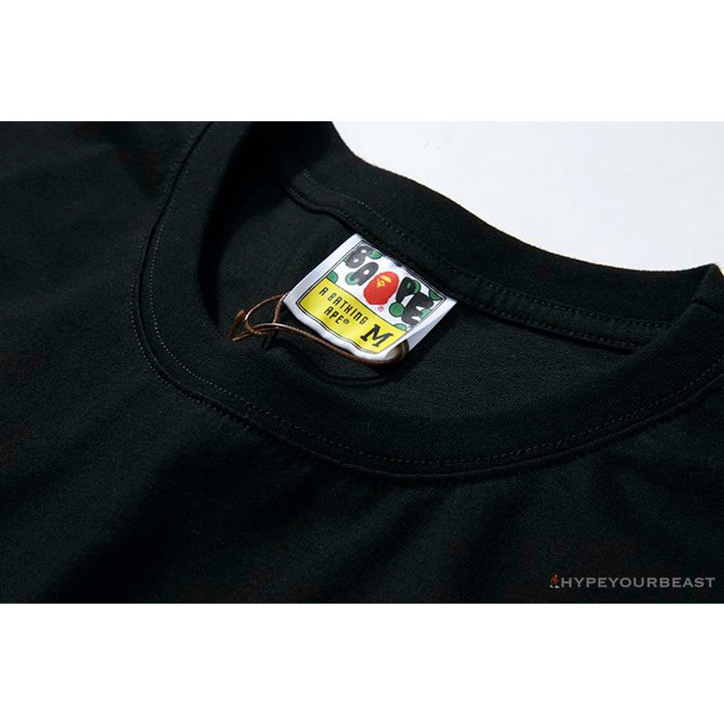 BAPE Starry Sky Camouflage Luminous Great Ape Man Head Tee Shirt 'BLACK'