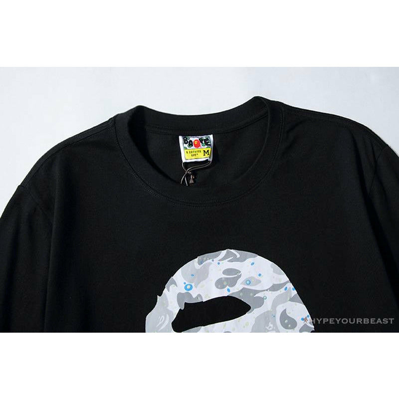 BAPE Starry Sky Camouflage Luminous Great Ape Man Head Tee Shirt 'BLACK'