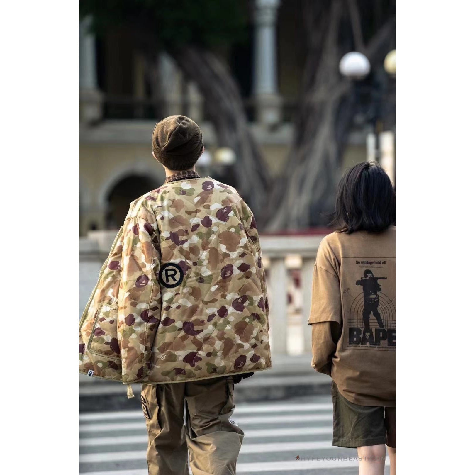 Bape Long Sleeve Tee Shirt Brown