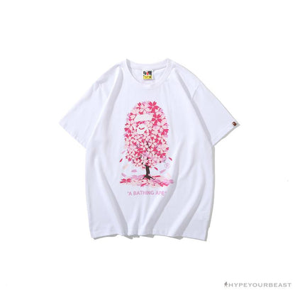 BAPE Japan Limited Edition Pink Cherry Tree Tee Shirt 'WHITE'