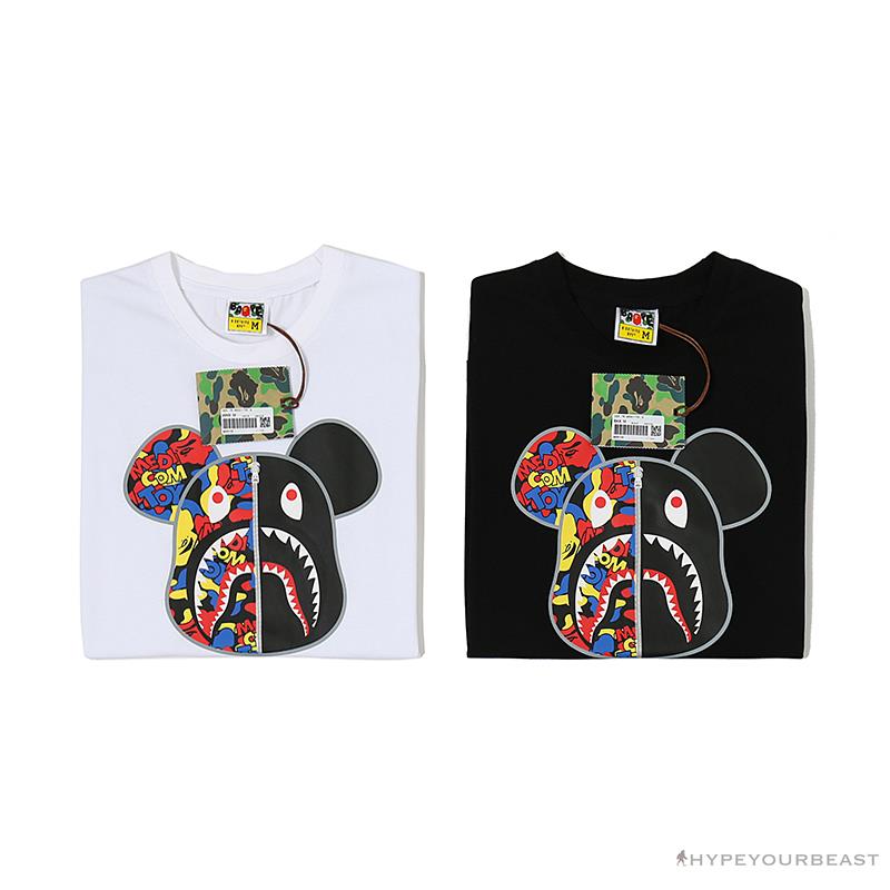 BAPE Violent Bear Color Stitching Tee Shirt 'WHITE'