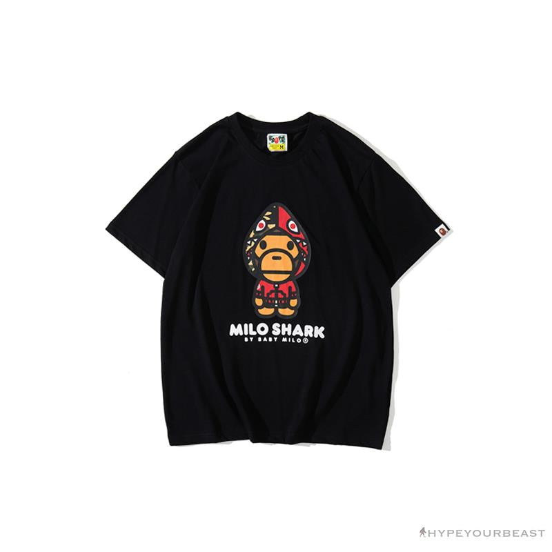 BAPE Baby Milo Red Shark Hat Little Monkey Tee Shirt 'BLACK'