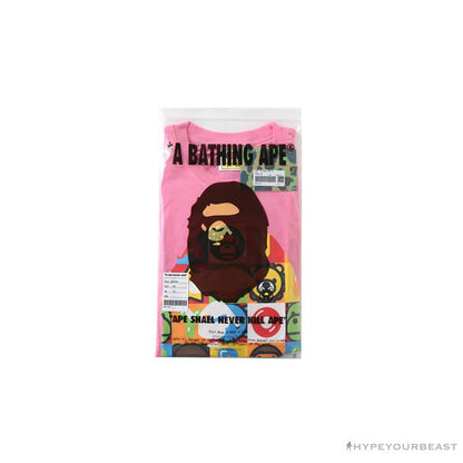 BAPE Baby Milo Color Square Ape Head Tee Shirt 'PINK'