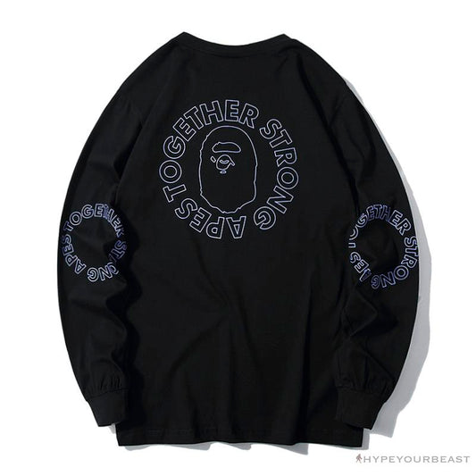 BAPE APES TOGETHER English Alphabet Ape Head Long Sleeve Shirt 'BLACK'