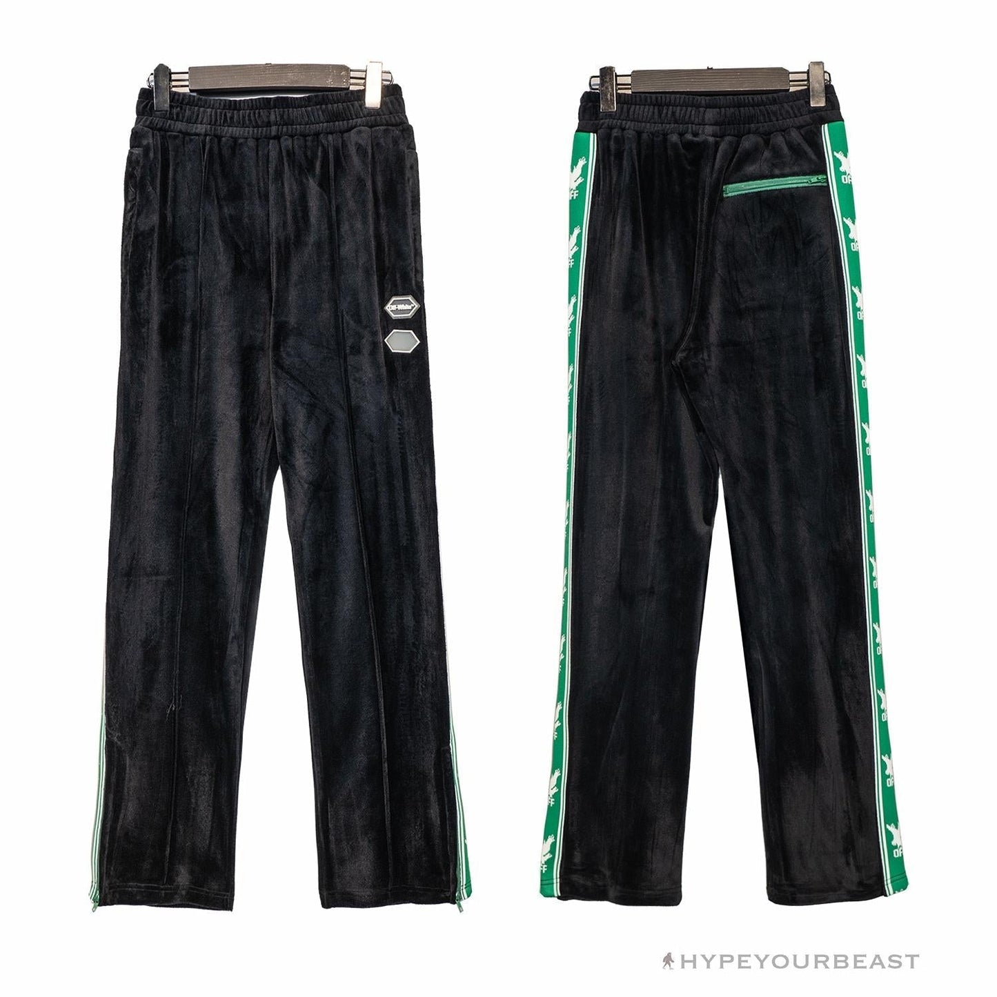 OFF-WHITE Side Webbing Casual Green Letter Pants