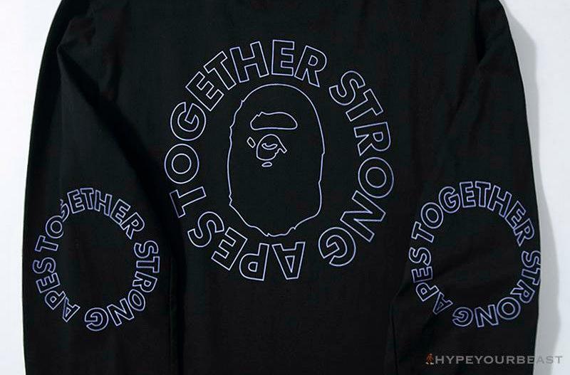 BAPE APES TOGETHER English Alphabet Ape Head Long Sleeve Shirt 'BLACK'